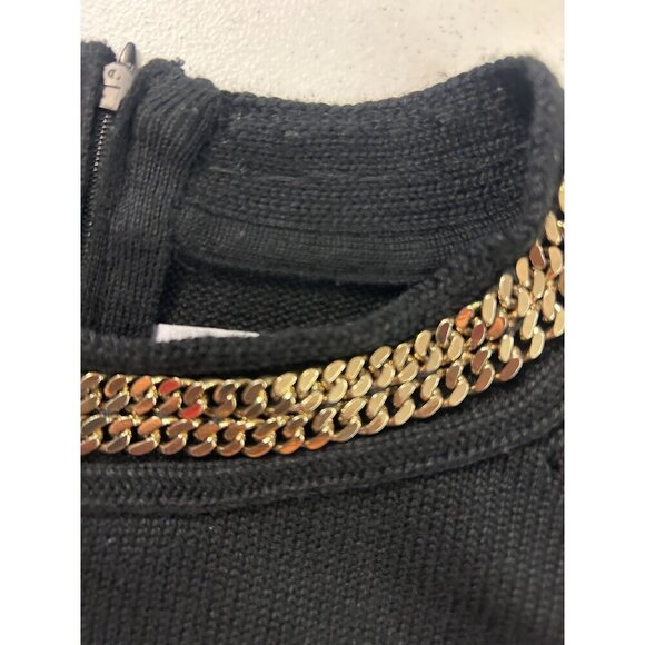 Calvin Klein Womens Chain Trim Knit Sweater Dress Black Large - Picture 6 of 6
